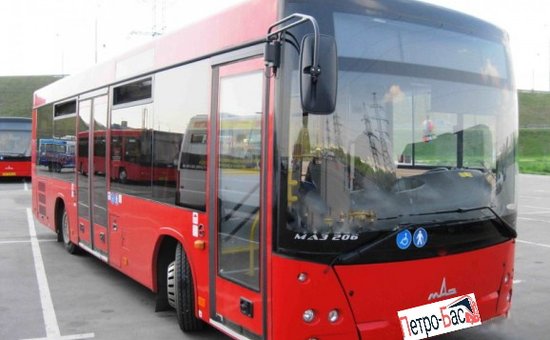 Автобус МАЗ 206 (красный кузов)